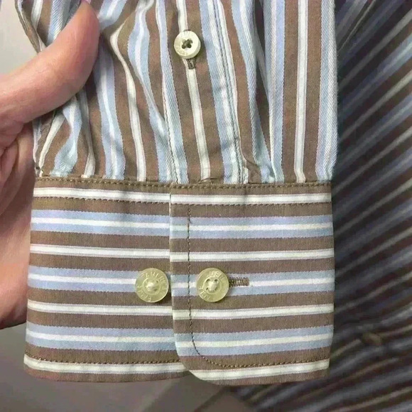 American Eagle Vintage Fit Long Sleeve Striped Button Down Shirt Size Large - Picture 6 of 8